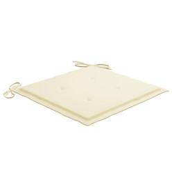 Chaises de jardin 4 pcs avec coussins crème Bois de teck solide