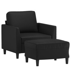 Fauteuil avec repose-pied Noir 60 cm Similicuir