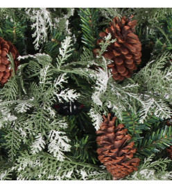 Sapin de Noël pré-éclairé pommes de pin vert blanc 195cm PVC PE