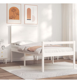 Cadre de lit avec tête de lit blanc 90x200 cm bois massif