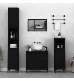 Ensemble d'armoires salle de bain 3 pcs noir bois d'ingénierie