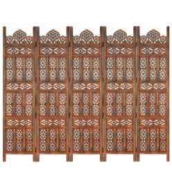 Cloison de séparation 5 panneaux Marron 200x165cm Bois manguier