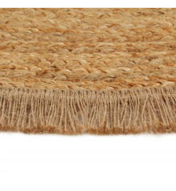 Tapis tressé avec bord brodé 120 cm Jute Rond