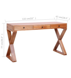 Bureau d'ordinateur Naturel 132x47x77 cm Bois d'acajou massif