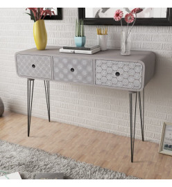 Table console avec 3 tiroirs Gris