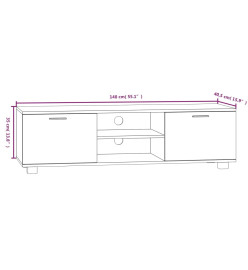 Meuble TV Gris béton 140x40,5x35 cm Bois d'ingénierie