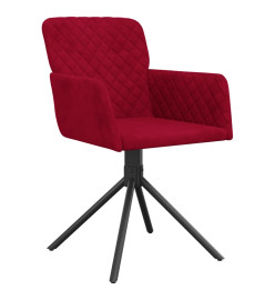 Chaises pivotantes salle à manger 2 pcs Rouge bordeaux Velours