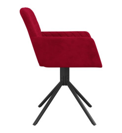 Chaises pivotantes salle à manger 2 pcs Rouge bordeaux Velours