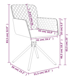 Chaises pivotantes salle à manger 2 pcs Rouge bordeaux Velours