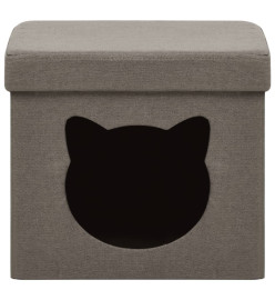 Tabouret de rangement pliable avec motif de chat Taupe Tissu