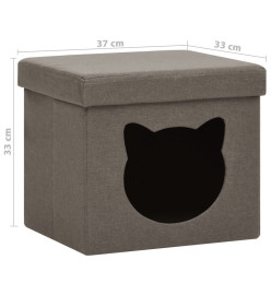 Tabouret de rangement pliable avec motif de chat Taupe Tissu