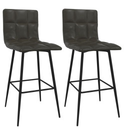 Tabourets de bar lot de 2 gris similicuir