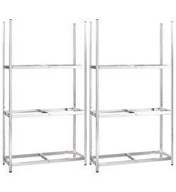 Porte-pneus à 3 niveaux 2 pcs Argenté 110x40x200 cm Acier