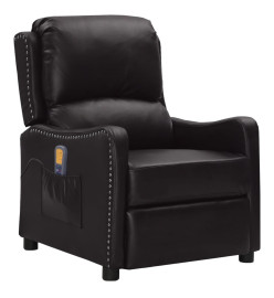 Fauteuil de massage Noir Similicuir brillant