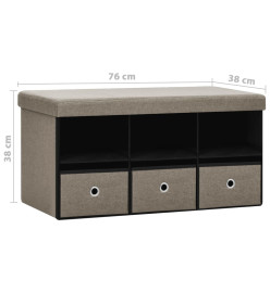 Banc de rangement pliable Taupe 76x38x38 cm Faux lin