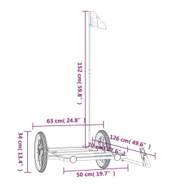 Remorque pour vélo noir 126x63x34 cm fer