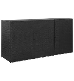 Abri pour poubelle triple Noir 229x78x120 cm Résine tressée