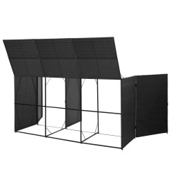 Abri pour poubelle triple Noir 229x78x120 cm Résine tressée