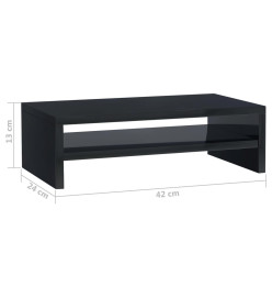 Support de moniteur Noir brillant 42x24x13 cm Bois d'ingénierie