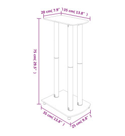 Supports de haut-parleurs 2 pcs argenté verre trempé 3 piliers