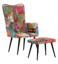 Fauteuil avec repose-pieds Multicolore Toile patchwork