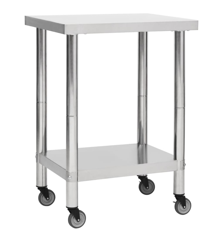 Table de travail de cuisine avec roues 60x45x85 cm Inox