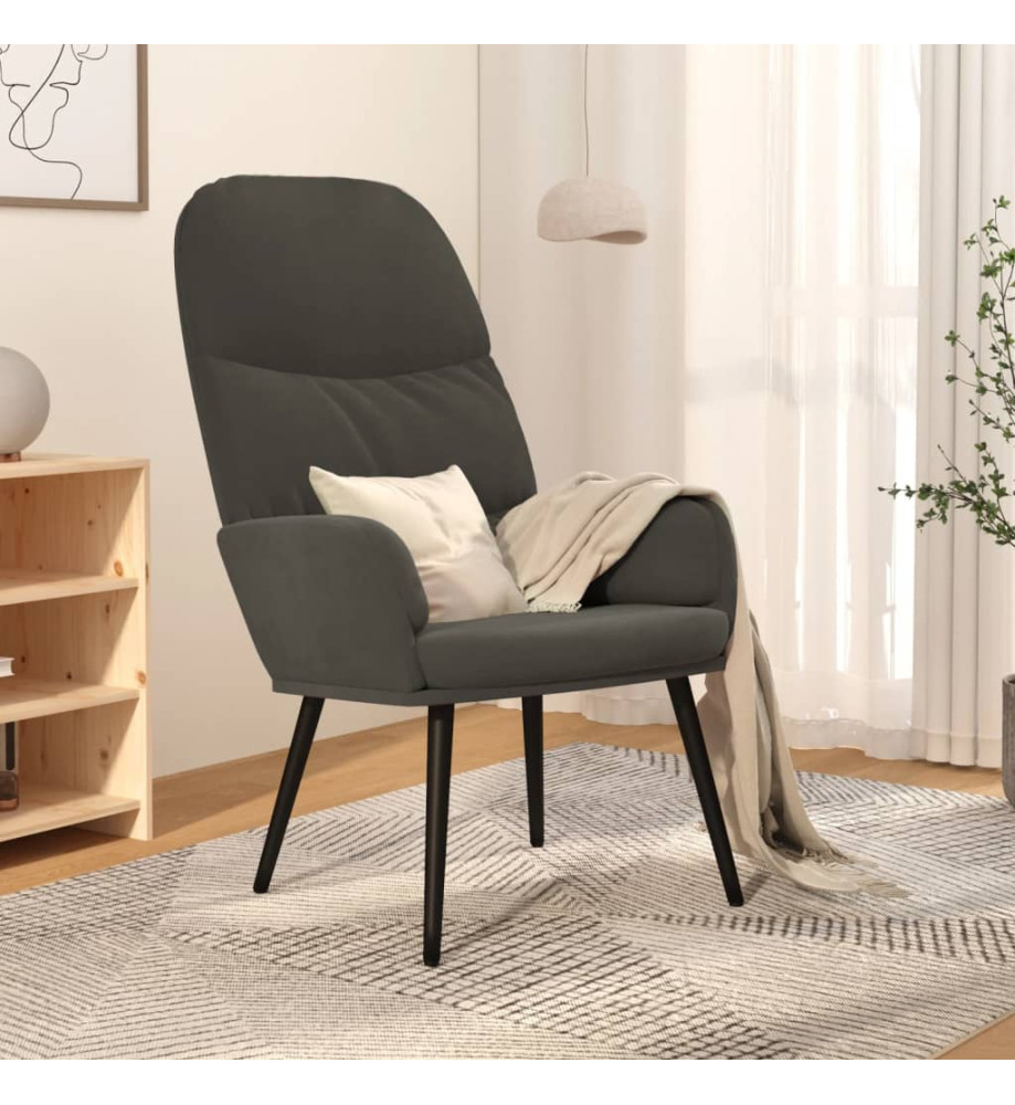 Chaise de relaxation Gris foncé Velours