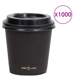 Tasses à café en papier avec couvercles 120 ml 1000 pcs Noir