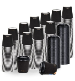 Tasses à café en papier avec couvercles 120 ml 1000 pcs Noir