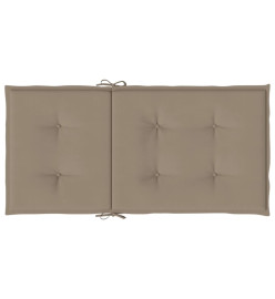 Coussins de chaise de jardin à dossier bas lot de 4 taupe