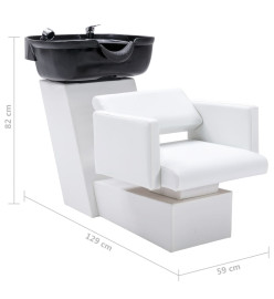 Chaise de salon et lavabo Blanc et noir 129x59x82 cm Similicuir