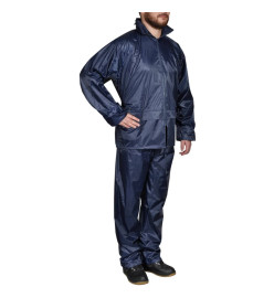 Combinaison de pluie avec capuche 2 pcs Hommes Bleu marine XL