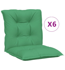 Coussins de chaise de jardin à dossier bas lot de 6 vert