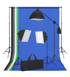 Kit de studio photo avec boîte à lumière et toiles de fond