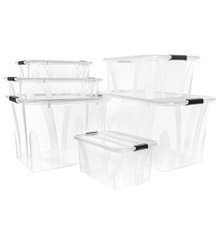 Boîtes de rangement avec couvercles 2 pcs Transparent 55 L