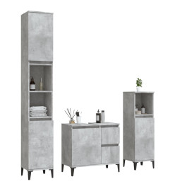 Ensemble d'armoires de salle de bain 3 pcs gris béton