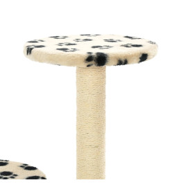 Arbre à chat avec griffoir en sisal 60 cm Beige Motif de pattes