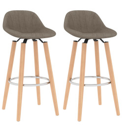 Tabourets de bar lot de 2 taupe tissu