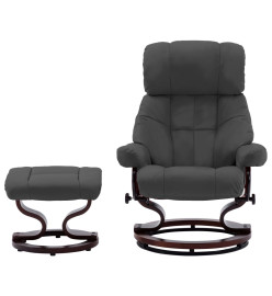 Fauteuil avec repose-pied Anthracite Similicuir et bois courbé