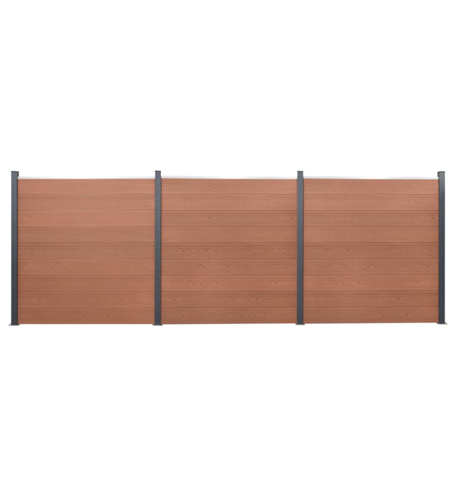 Ensemble de panneaux de clôture marron 526x186 cm WPC