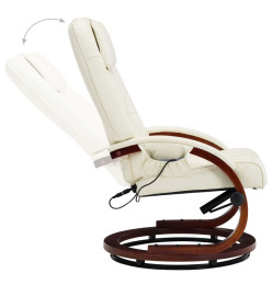 Fauteuil de massage avec repose-pied blanc crème similicuir