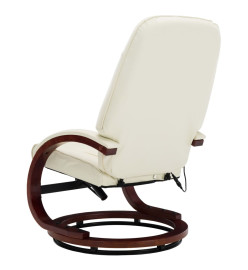 Fauteuil de massage avec repose-pied blanc crème similicuir