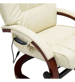 Fauteuil de massage avec repose-pied blanc crème similicuir