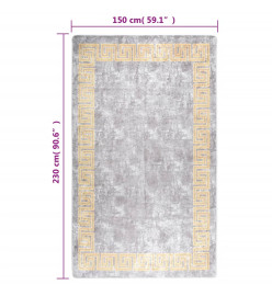 Tapis lavable gris et doré 150x230 cm antidérapant