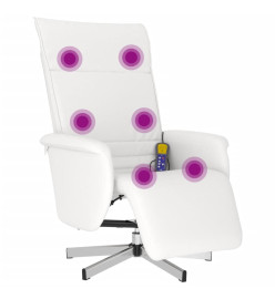 Fauteuil inclinable de massage repose-pieds blanc similicuir