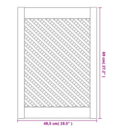 Portes d'armoires en treillis 2 pcs 49,5x69 cm pin massif