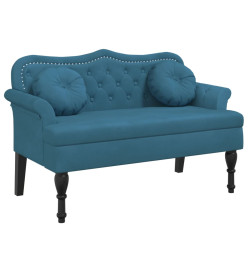 Banc avec coussins bleu 120,5x65x75 cm velours