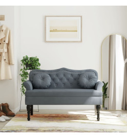 Banc avec coussins gris foncé 120,5x65x75 cm velours