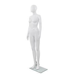 Mannequin femme corps complet base verre Blanc brillant 175 cm