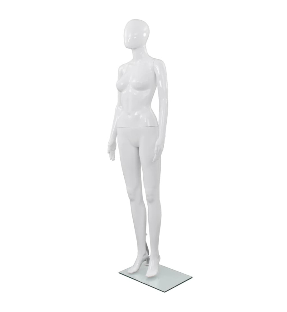 Mannequin femme corps complet base verre Blanc brillant 175 cm